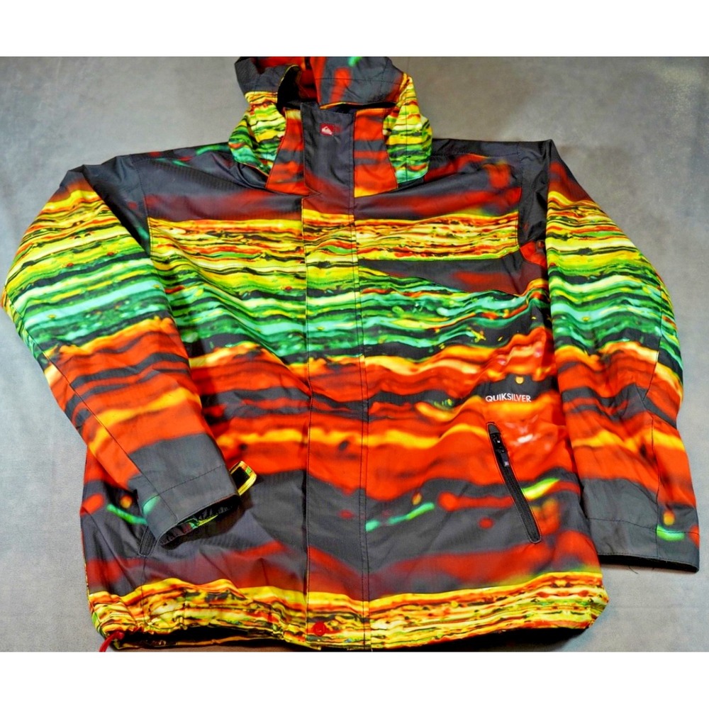Quiksilver Utility Quiktech Ski Snowboard Jacket Womens L Pockets Colorful Vent